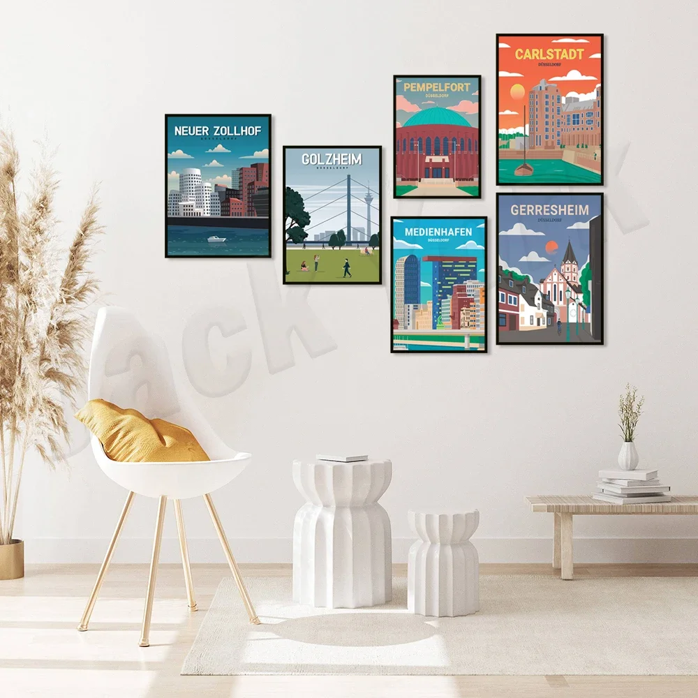 برج قلعة ديسيلدورف، ديسيلدورف ديرندورف، دوسيلدورف فريدريشادت، ديسيلدورف بيملفورت، ديسيلدورف فلينجن ملصق السفر