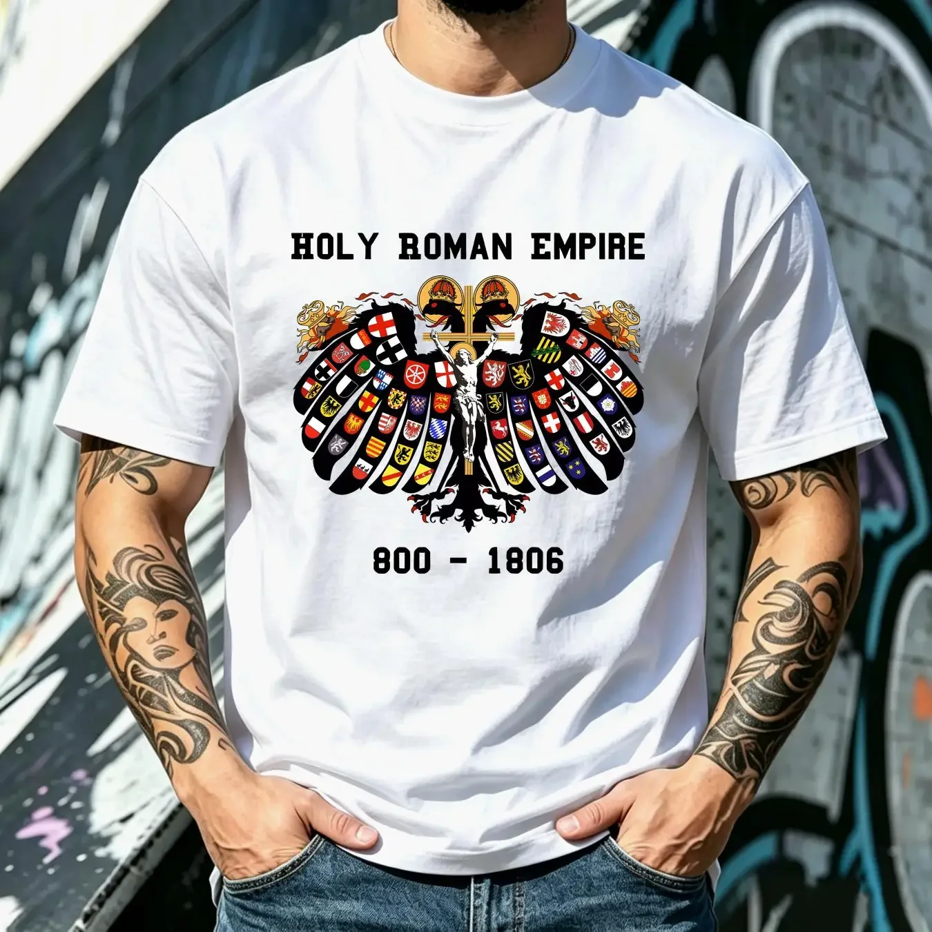 washed T Shirt Holy Roman Empire vintage Washed streetwear fashion Versatile homme Unisex Casual Stylish Comfortable