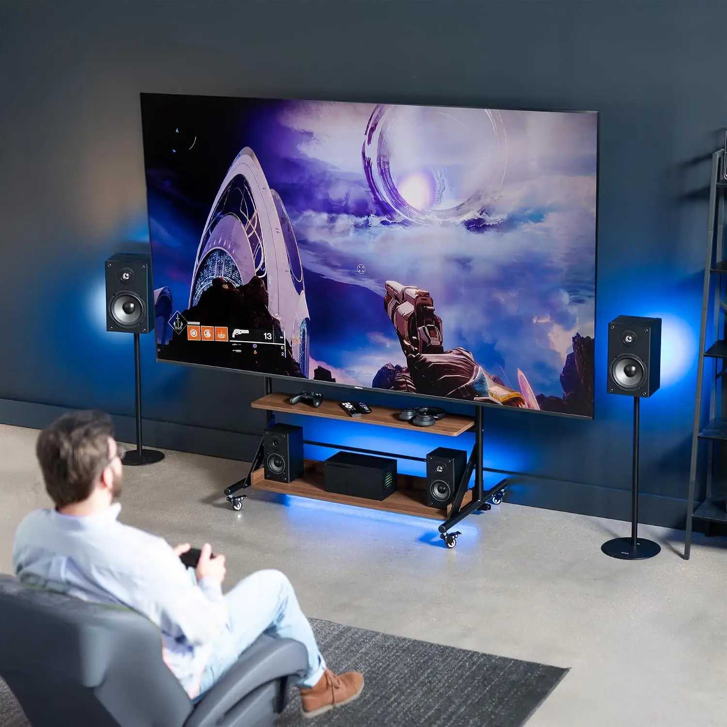 Heavy Duty TV Cart for 55 to 100 inch Screens up to 176 lbs, LCD LED OLED 4K Smart Flat and Curved Panels, Max 800x600 VESA