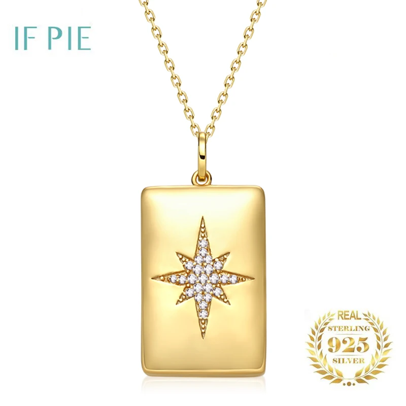 

IF PIE Retro Pendant Necklace For Women Men 925 Silver Octagon Star Square Essential Oil Perfume Box Necklace Chain Jewelry