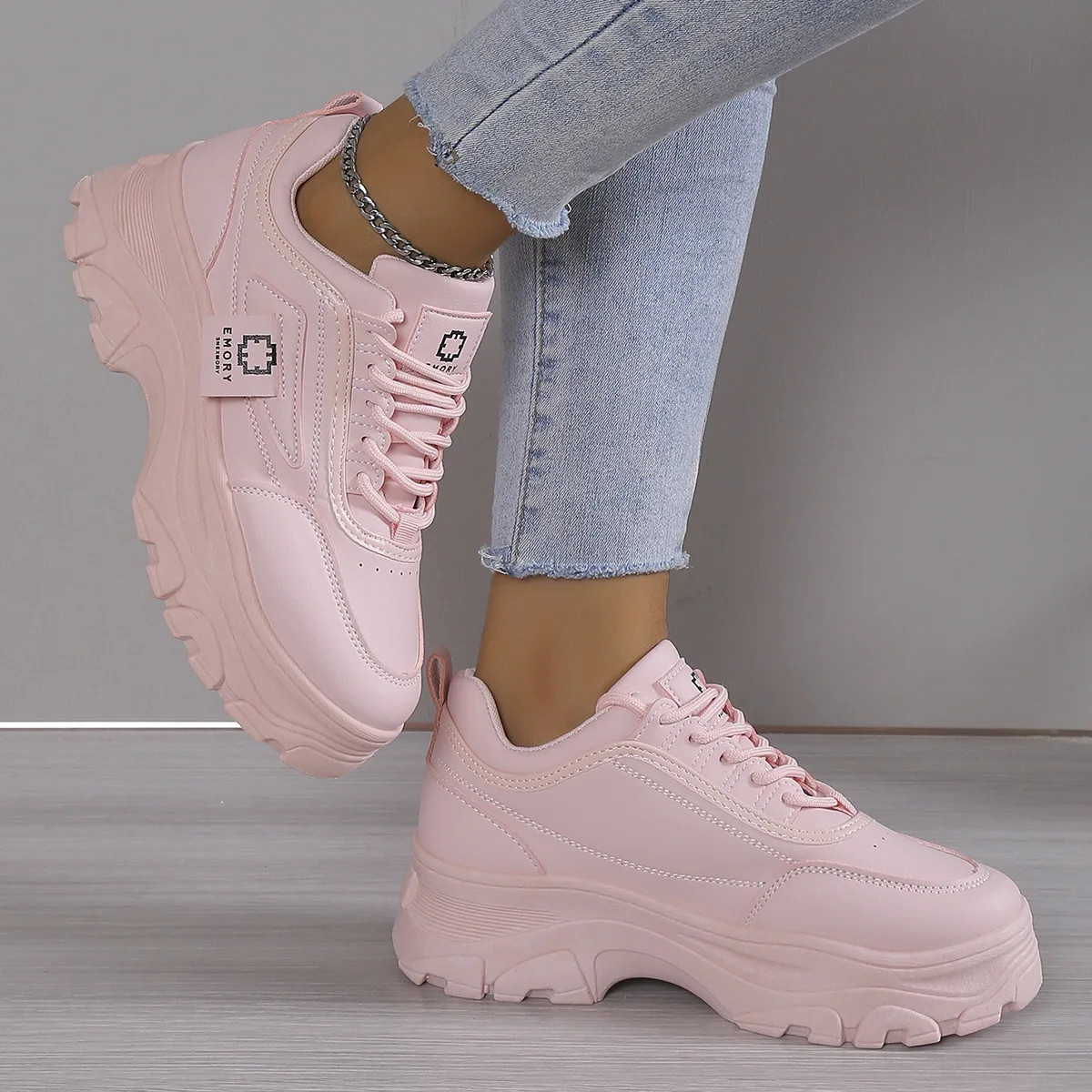 Candy Colored Women Sneakers Student Thick Soles Large Size Casual Platform Soport Shoes Lace Up Tenis Feminino Purple Zapatos