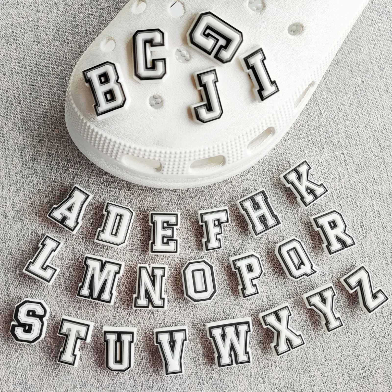 26/28/39/54/78Pcs Letter Alphabet Heart Series Shoe Charms For Sandals Beach Bags, DIY Shoe Decorations Accessories Shoes Pins