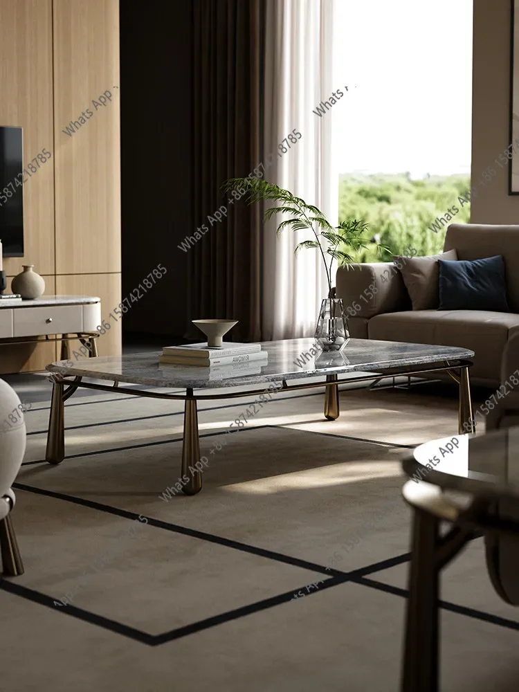 X30 Light Luxury Blue Crystal Coffee Table, The Whole House Of The Villa Is Matched With The Living Room Series