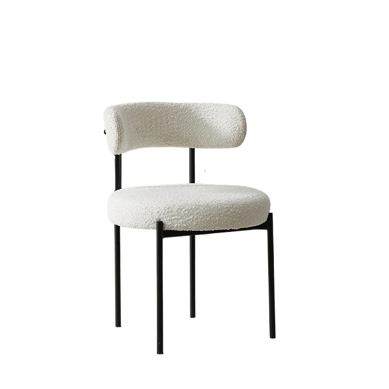 Wabi Sabi Backrest Dressing Chair Lamb Fleece Seat Cushion Fabric Dining Chair Household Makeup