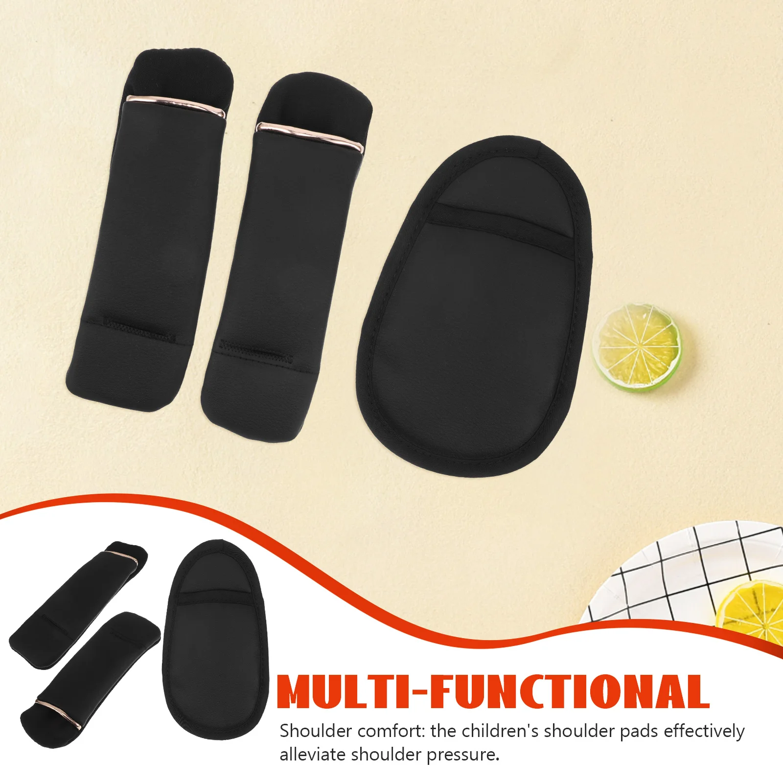 3 قطع من وسادة أمان لعربة الأطفال باللون الأسود خفيفة الوزن وحزام الكتف المنشعب العالمي يغطي قطع غيار الكرسي العالي #4