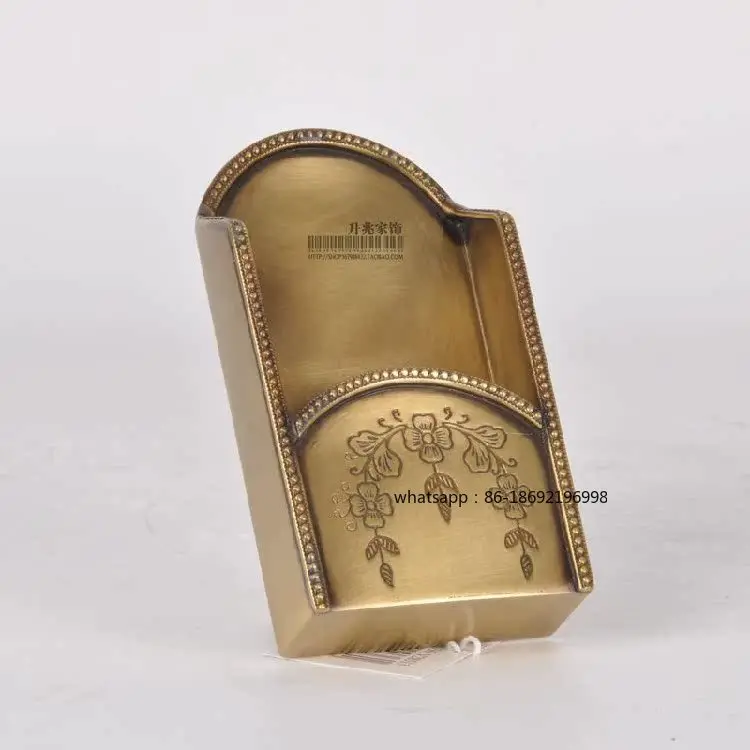 India Imported Nordic American Brass Engraved Flower Multi-functional Restaurant Dining Table Vertical Tissue Holder Business