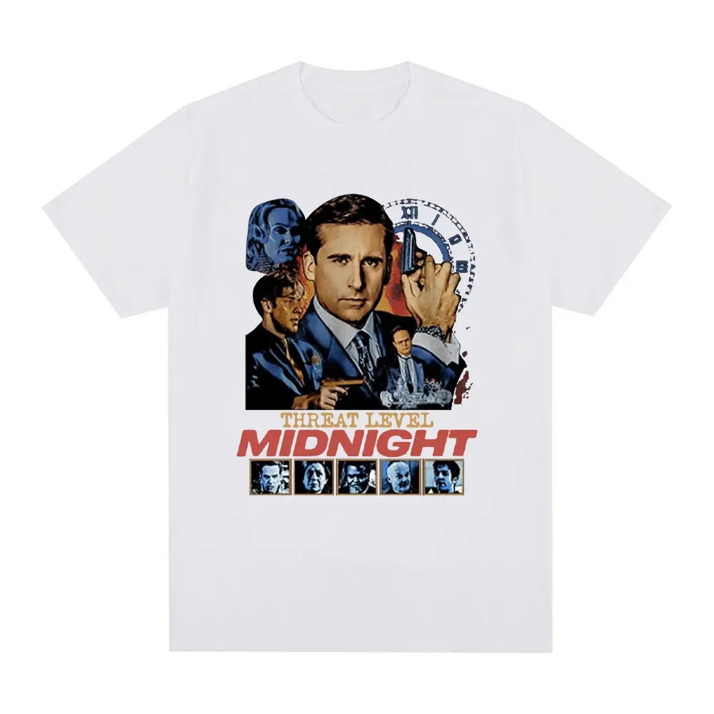 Camiseta de homenaje a Michael Scott de la serie de televisión The Office, nivel de amenaza medianoche, camiseta holgada de Dwight Schrute y Jim Halpert