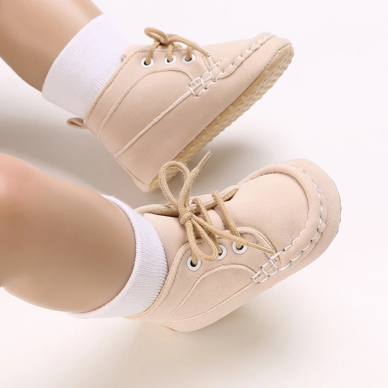 Brand Newborn Baby Boy Shoes Soft Sole Crib Shoes Warm Boots Anti-slip Sneaker Solid PU First Walkers for 1 Year Old 0-18 Months