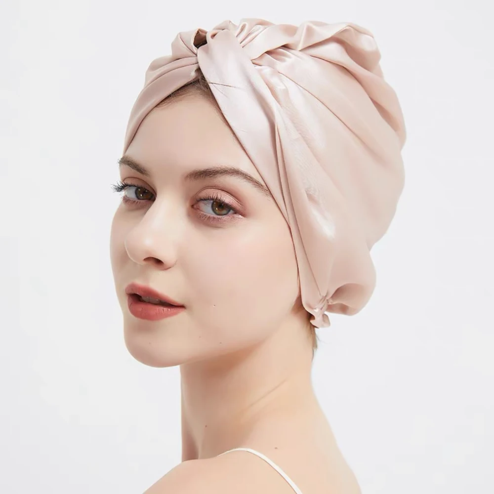 100% Real Mulberry Silk Turban Bonnests Sleeping Cap Night for Women Twisted Sleeping Hats Hair Wrap Headwrap 19 Momme