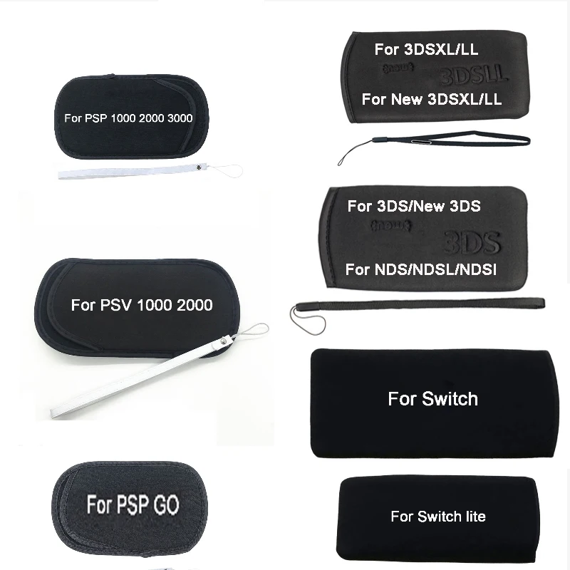 YuXi For PSV PSP 1000 2000 3000 PSP GO For NDSL NDSi NDS New 3DS XL For Switch & SwitchLite Cloth Bag Soft Bag Protective Cover