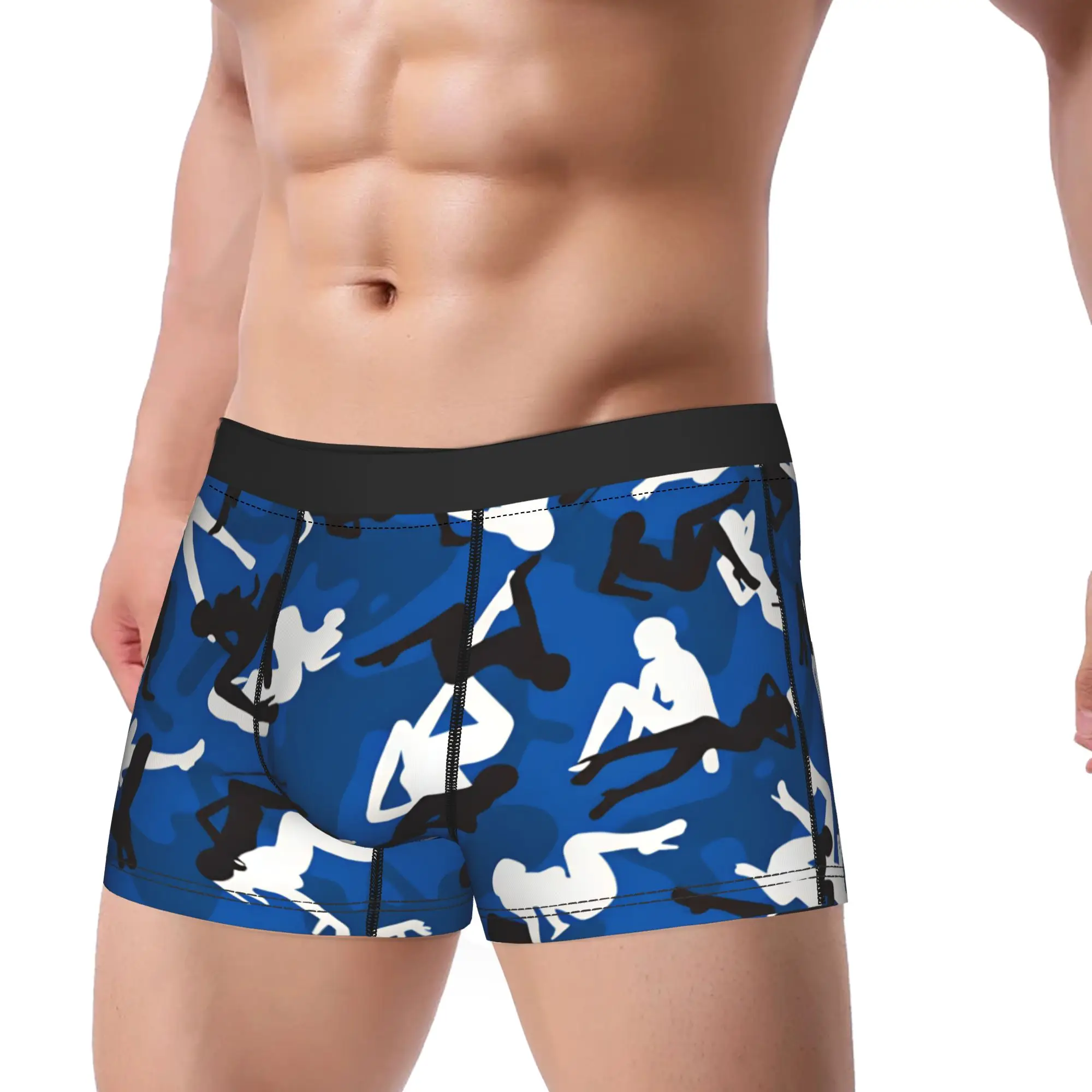 Sexy Woman Silhouette Camo Navy Blue Underwear  Breathable Panties Printing Shorts Briefs For Man Pouch Oversize Boxer Shorts