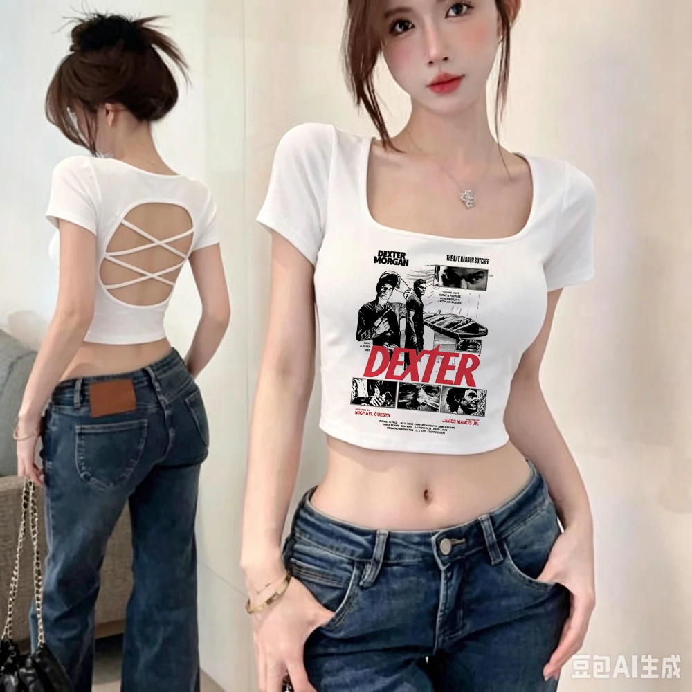덱스터 모건 크롭탑 여성용 그래픽 일본 빈티지 재미있는 - Vintage Fashion For Sale 리뷰 및 가격