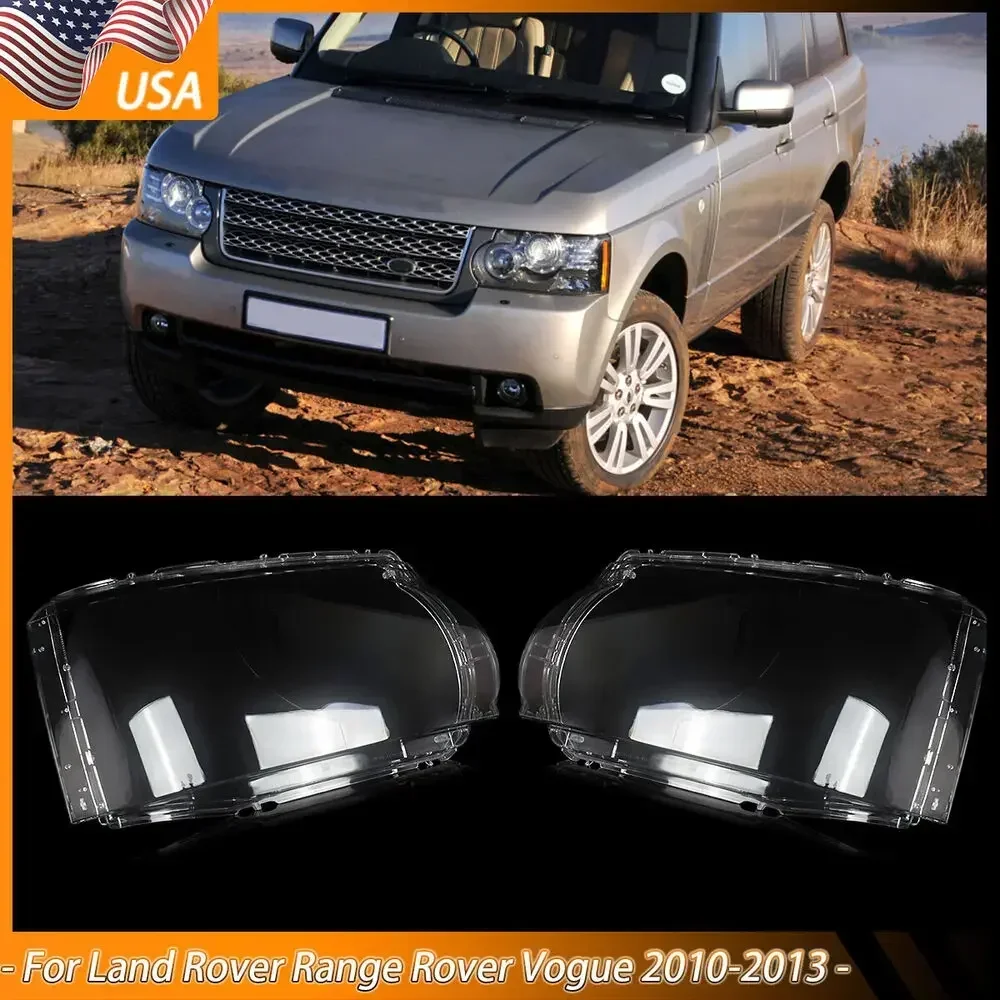 

Pair Headlight Lens Cover Headlamp Shell For Land Rover Range Rover Vogue 10-13