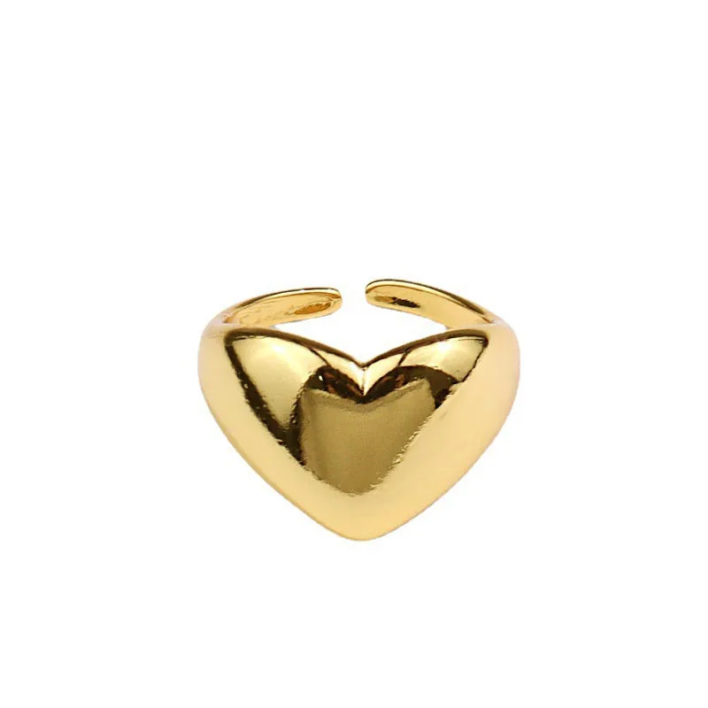 Stainless Steel Simple Smooth Metal Heart Ring for Women Men Y2K Trendy Ring Korean Elegant Party Jewelry Couple Gifts