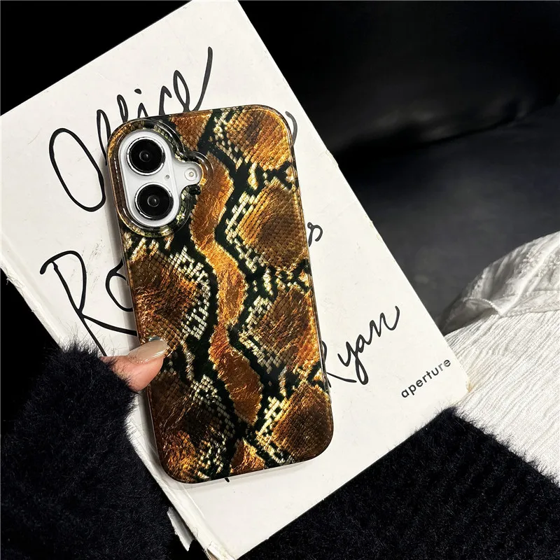 Luxury Snake Python Senior IMD Back Cover for iphone 13 14 15 16 Pro Max Serpent skin Phone Case 14pro,15pro,16pro,Case