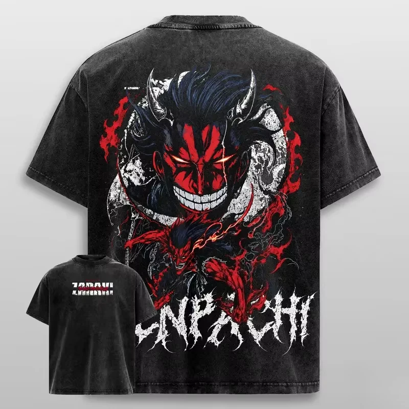 Japan Anime BLEACH Ulquiorra Cifer Graphic Print T-shirt Men Women Retro Washed Short Sleeve Cotton Oversized Top Summer New Tee