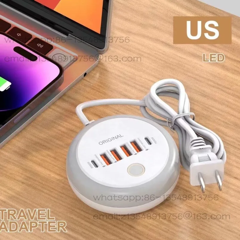 In-stock 6-port 50W multi-port PD fast charging head, studio multi-hole USB smart fast charging station