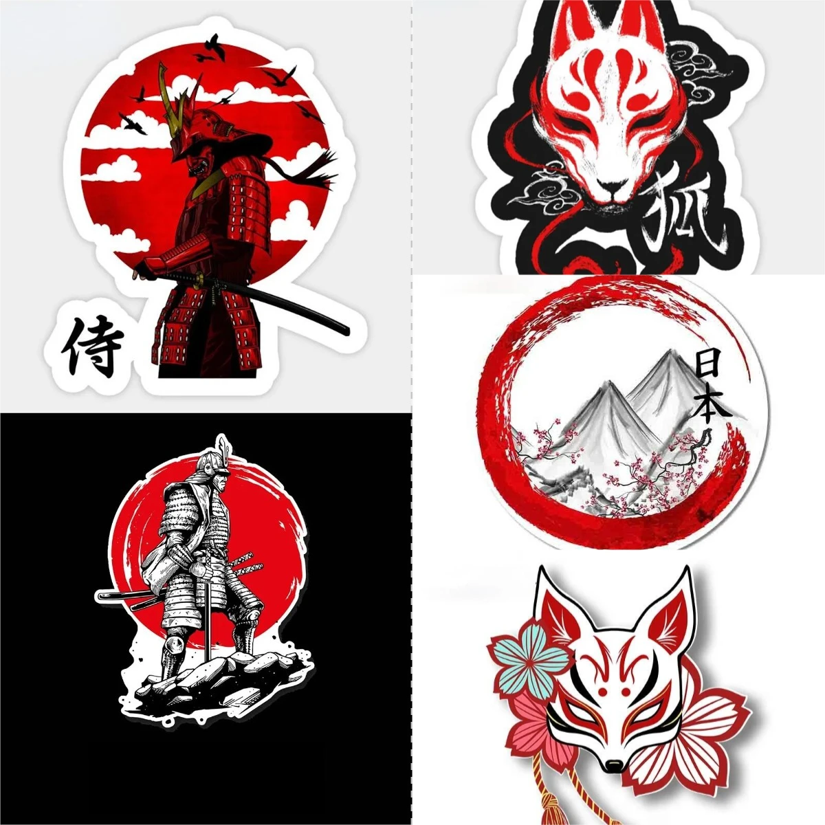 Fashion Fox Ninja Mask Japan Samurai Ninja Car Sticker Auto Window Decoration Decal Decor Laptop Trunk Guitar PVC Vinyl Stickers