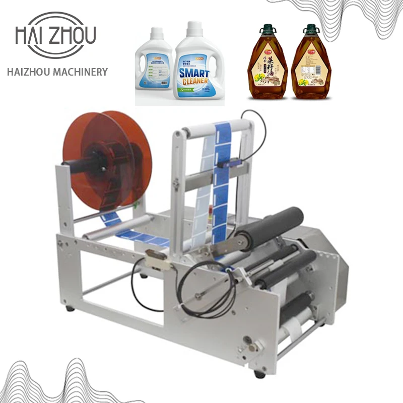 

MT-120 Semi-Automatic Double Sided Labeling Machine for Round & Flat Bottles, Front and Back Sticker Labeler for Small Business