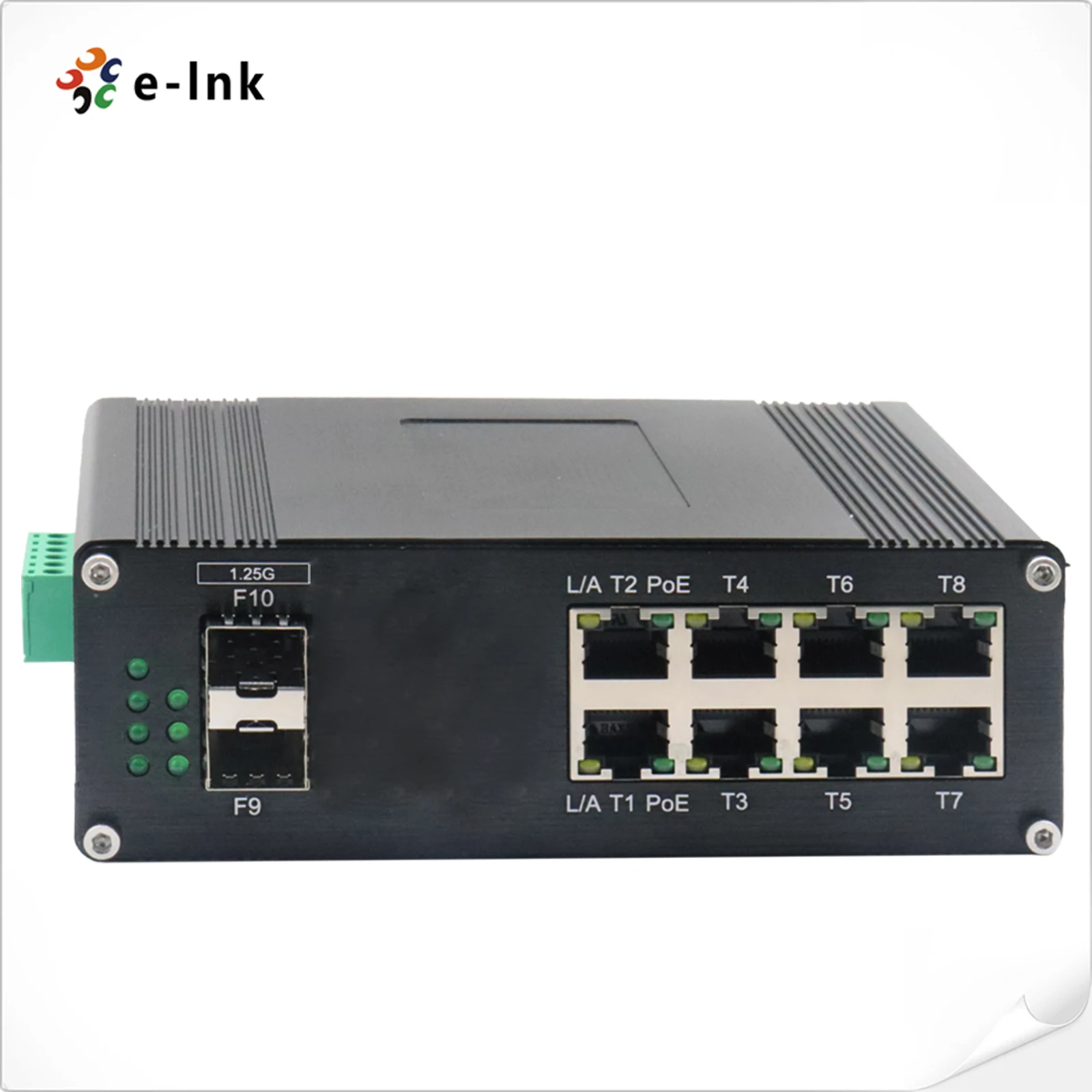 Industrial Gigabit  Managed Poe Switch with 8 RJ45 Ports 2 SFP Ports DC 48~57V Network SNMP Function
