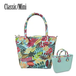 TANQU manico corto lungo rotondo in tessuto di tela Flora con fodera inserto per Obag Classic Mini O Bag borse da donna borsa a tracolla