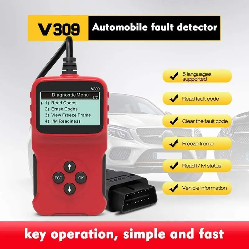 ELM327 V309 OBD 2 OBDII Car Auto Diagnostic Tool Interface Scanner OBD Code Reader Car Check Engine Fault Diagnostic Tool