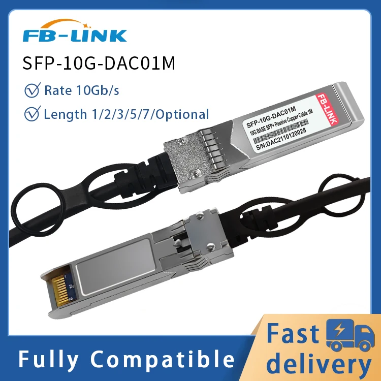 

10G SFP+ DAC Cable Twinax Cable SFP+to SFP+ Direct Attach Copper 1/3/5/7M, compatible for Mikrotik Mellanox Cisco Ethernetswitch