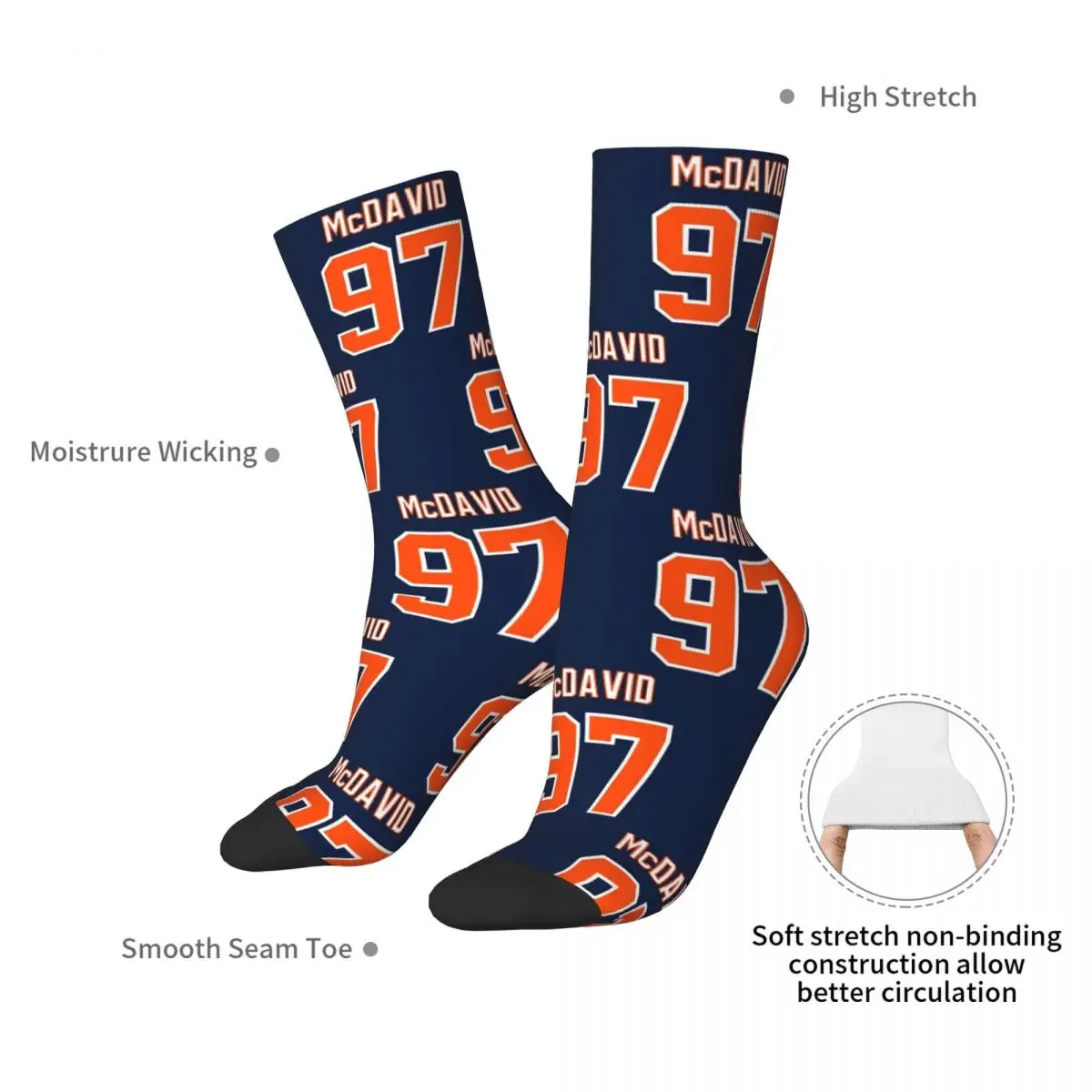 Connor McDavid 97 For Edmonton Oilers Fans Socks Harajuku Super Soft Stockings All Season Long Socks Accessories for Unisex