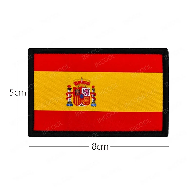 Spain Flag Embroidered Patches Madrid Andalusia Cantabria Shoulder Decorative Spanish 3D PVC Flags Appliques Reflective Badges