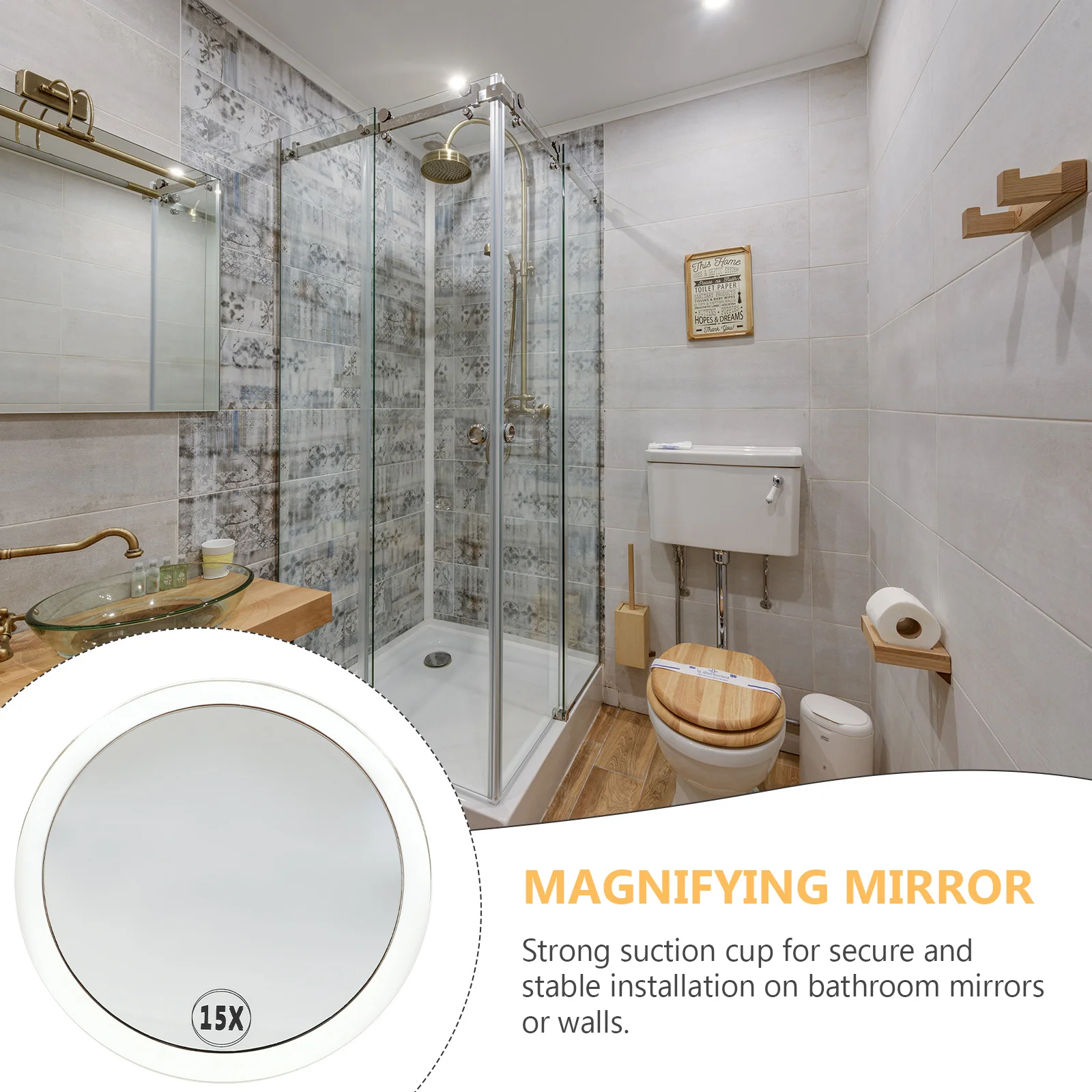 

Bathroom Magnification Mirror Portable Single Side Suction Cup Makeup Mirror Lightweight Travel Use Clear Visibility