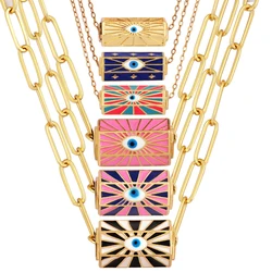 Evil Eye Lucky Alisman Amulet AMOUR LOVE Lucky Enamel Colourful Charm Focal Necklace,Fashion Bohimian Jewelry Findings Supplies