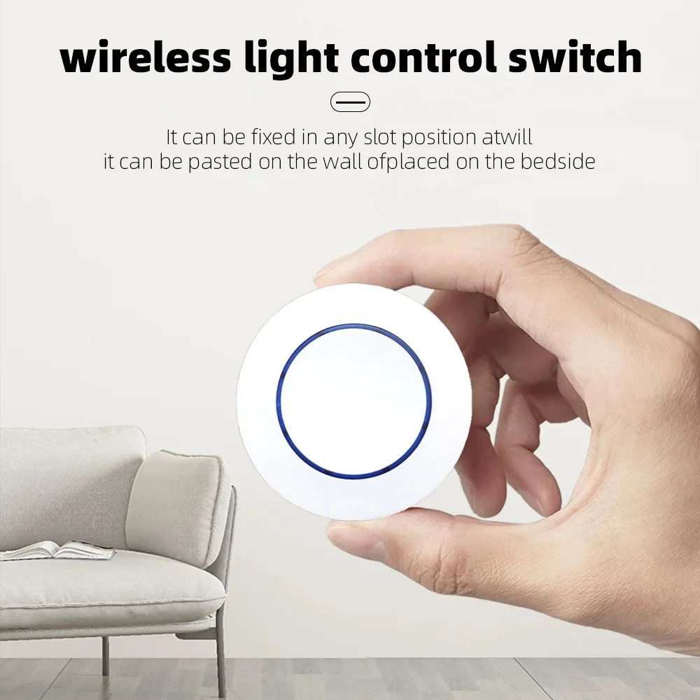 RF 433MHz Wireless Remote Control Light Switch 220V 110V 10A Relay Receiver Mini Round Button Wall Panel Switch For LED Lamp