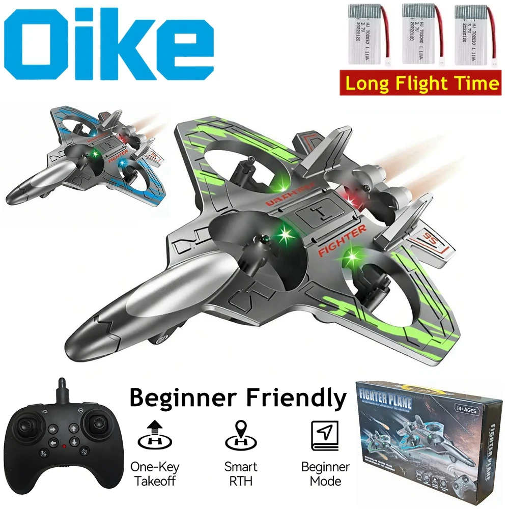 Oike RC Drone Remote Control Airplane Quadcopter with LED Lights Foam Glider Helicopte Aircraft Model Flying Toy Gift VS SU35