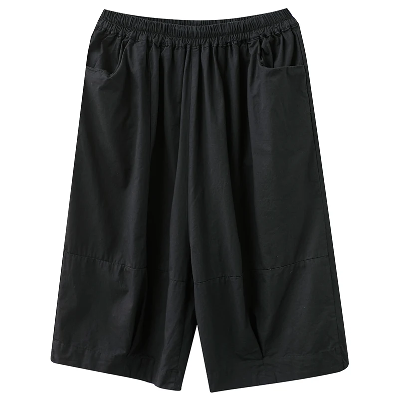 الراقية المرأة حجم كبير القطن عادية مستقيم الساق السراويل خمسة أرباع طول مريحة فضفاضة تناسب ملابس العمل بنطلون