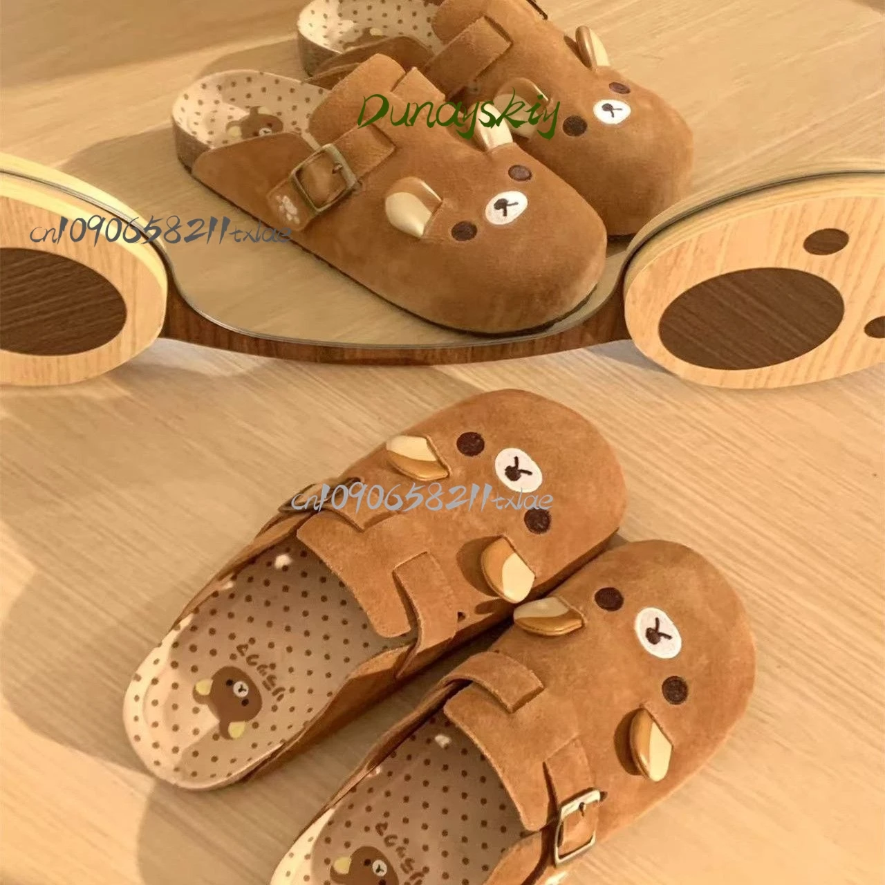 Y2k rilakkuma chinelos kawaii dos desenhos animados anime japão todo incluído camurça de vaca interior casa plana anti deslizamento respirável casal chinelos