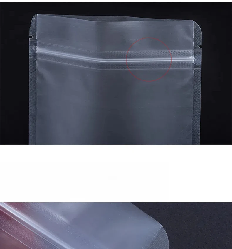 50 Stück mattierte transparente Druckverschlussbeutel, durchsichtige Kunststoff-Aufbewahrungsbeutel, Snack-Tee-Reißverschlussbeutel, Verpackungszubehör, wiederverwendbare Verpackungsbeutel – Detail 6