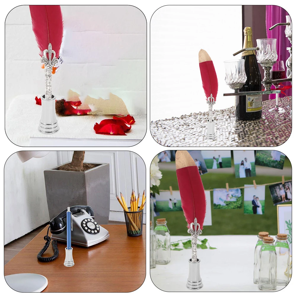 

4pcs Desktop Copper Holders Single Pen Stands For Ink Pens Quill Pens Office Decorative Stationery Pen Storage Rack