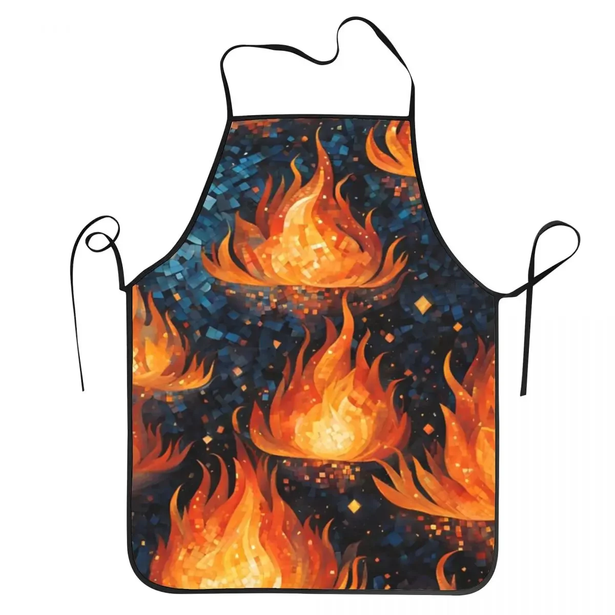 

Blazing Mosaic Inferno Aprons Chef Cooking Cuisine Tablier Waterproof Bib Kitchen Cleaning Pinafore for Women Men Gardening