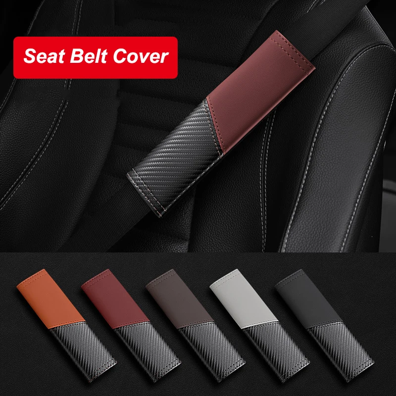 

2PCS Leather Carbon Fiber Universal Car Seat Belt Cover Shoulder Protector Pad for BMW Mazda Ford Jeep Honda Toyota AUDI TESLA