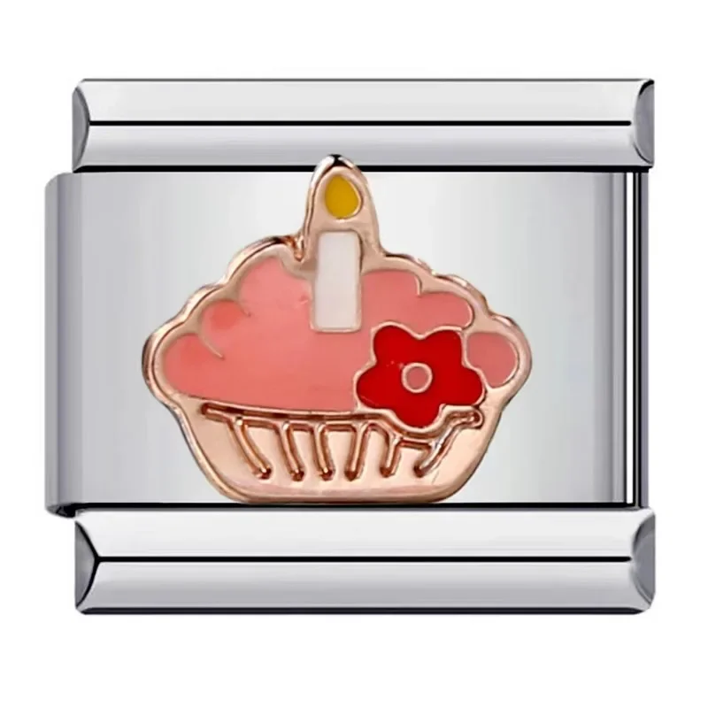 CONCEPT 2024 Mode Dessert Cake Element Charm Italiaanse Links Fit 9mm Module Armband Roestvrij Stalen Sieraden DIY Maken