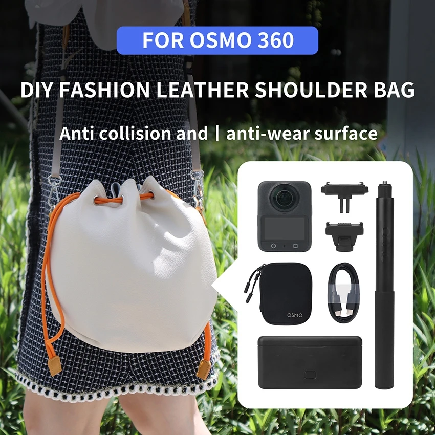 Untuk DJI OSMO 360 Tas Penyimpanan Kapasitas Besar Anti Gores Tahan Air DIY Tas Bahu Kulit Modis Aksesori Drone