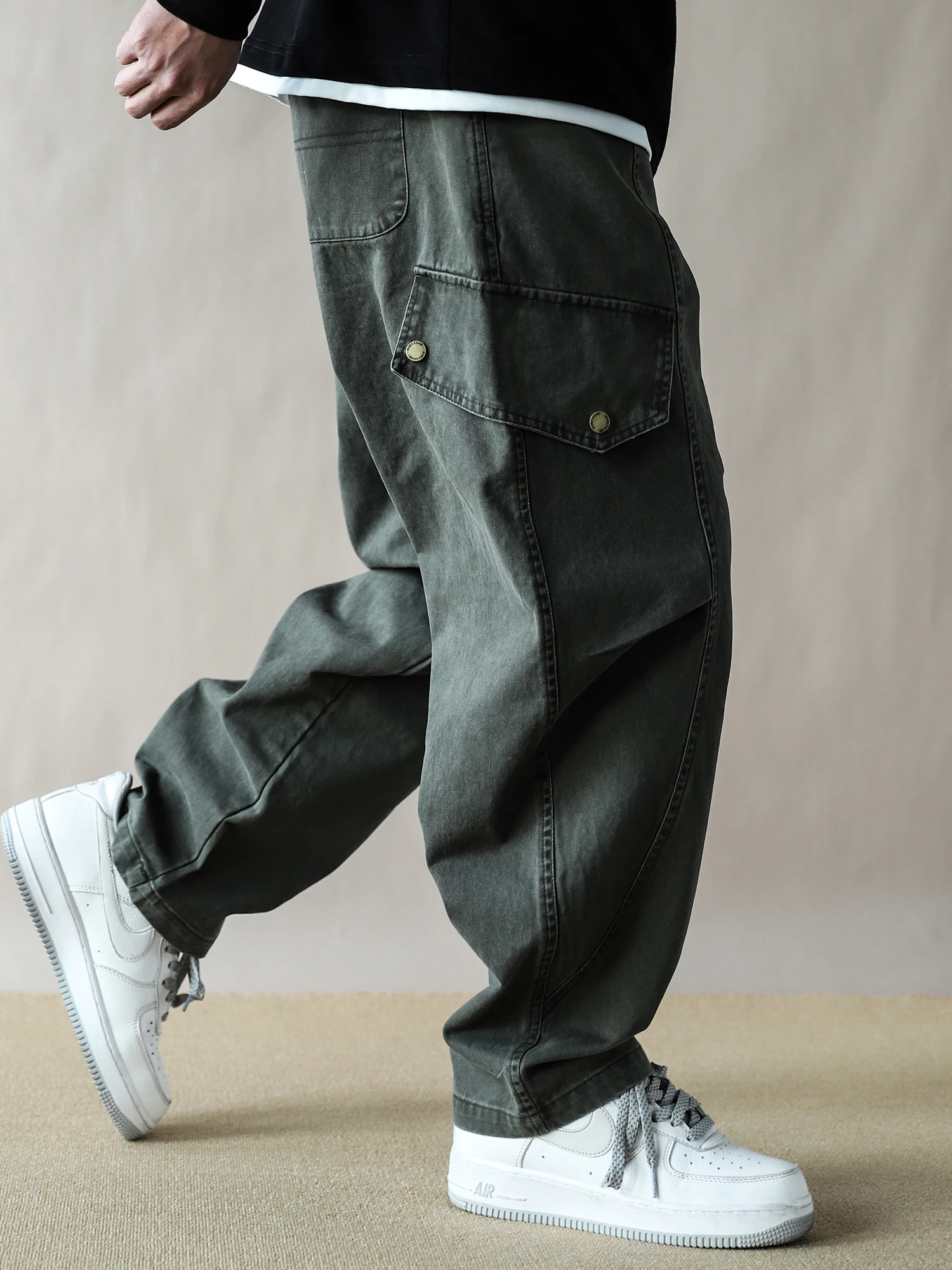 

Мужские рабочие брюки в американском ретро-стиле, весенне-осенние, свободные, повседневные, широкие, прямые, в стиле милитари