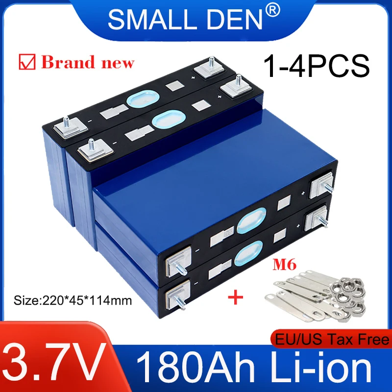 1-4pcs New 3.7V 180Ah Rechargeable Battery Lithium Battery High Capacity Cells DIY 12V 24V E-Car RV Yacht Solar System inverter