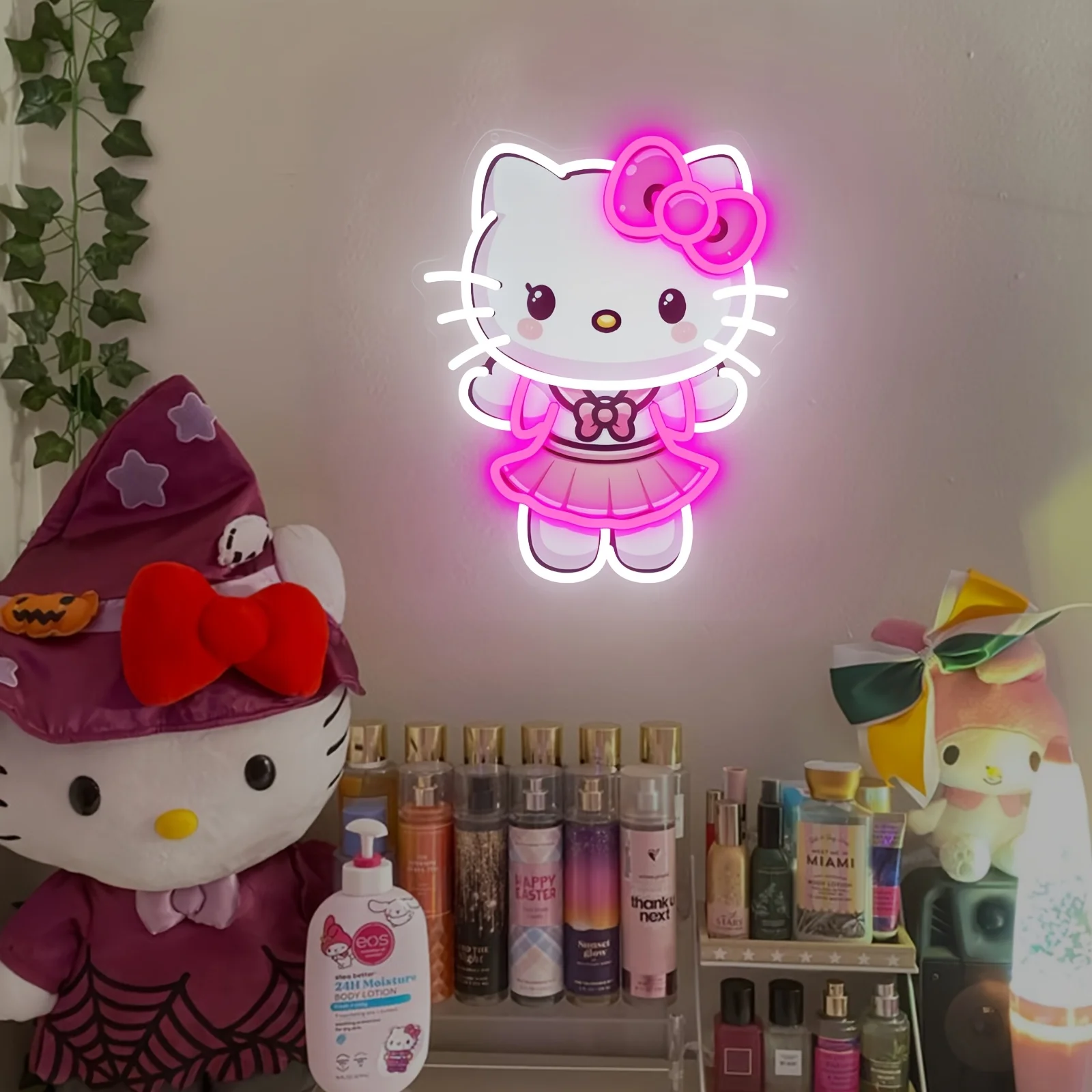 

Светодиодная неоновая вывеска Hello Kitty для детской комнаты, ночник Sanrio, светодиодный неоновый светильник для дня рождения, свадьбы, вечеринки, спальни, мужской комнаты, с регулировкой яркости