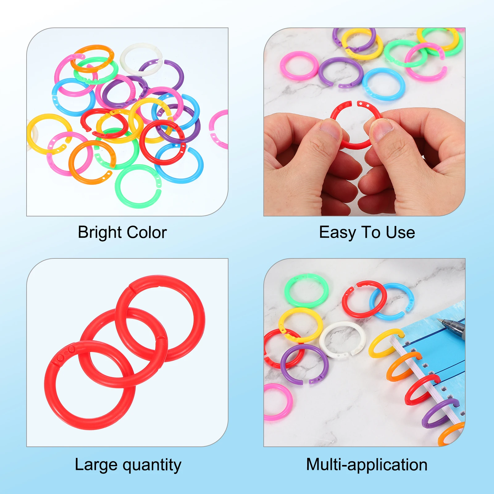 

144/210Pcs Plastic Loose Leaf Binder Rings Book Hoops Key Rings for Paper Index Flash Card Scrapbook Notebook Photo Album Office