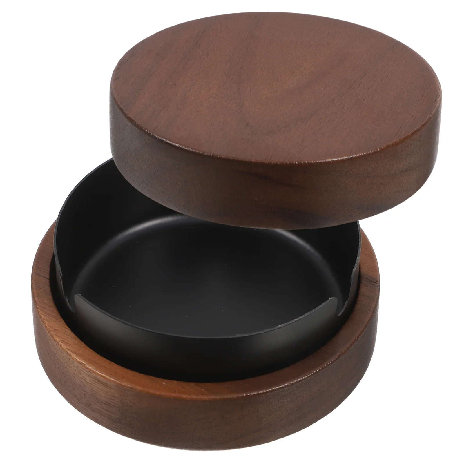 

Cigarette Butts Container Ashes Holder Tray with Wood Lid Ashtray for Hotel Supply