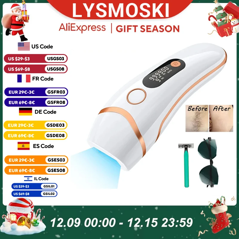 IPL Devices Hair Removal Laser 999900 Light Pulses HR/ SC /RA 9 Levels Whole Body Painless Hair Removal Home Use For Men Women