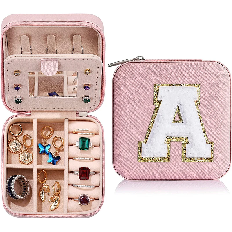 Creative Letter Travel Jewelry Box Cute Mini Portable Organizer Travel Case Storage Boxes for Rings/Earrings/Necklaces/Bracelets