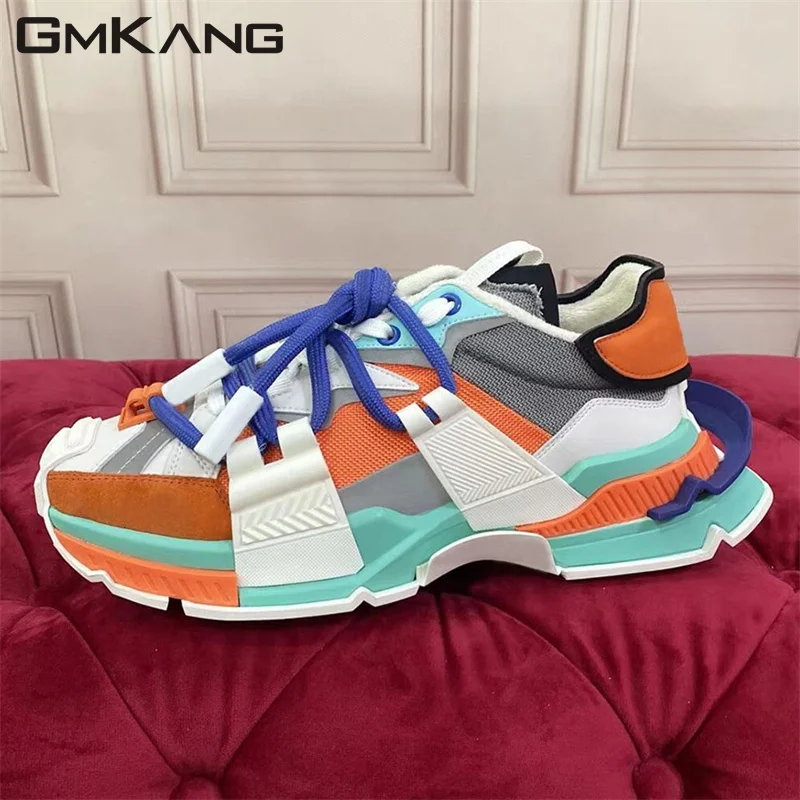 Luxury Sneakers Women Lace Up Round Toes Flat Leisure Shoes Patchwork Mesh Hollow Outs Running Shoes Outdoor Sports Shoes Woman