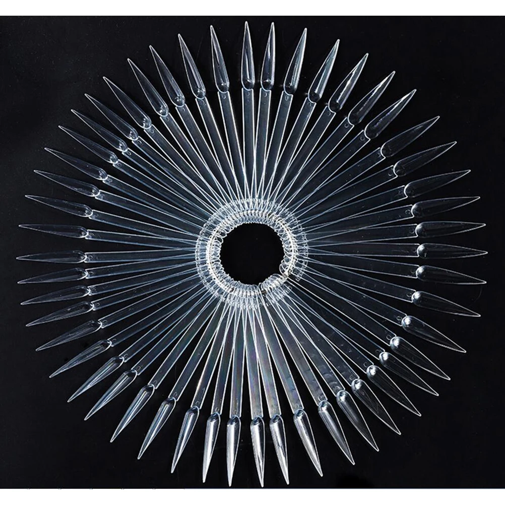 

100Pcs Nail Color Plates Fan Shaped Transparent Smooth Nail Practice Tips Display Palette Manicure Chart Easy Reorder